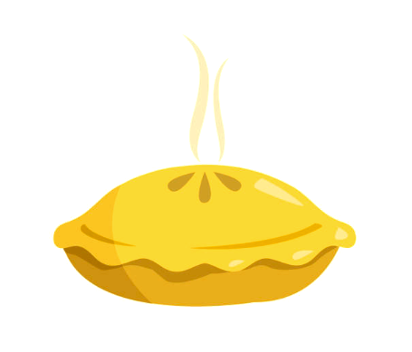 A freshly baked pie floating in the sky